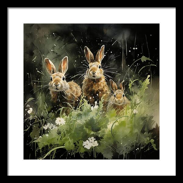 Three Hare Stare - Framed Print