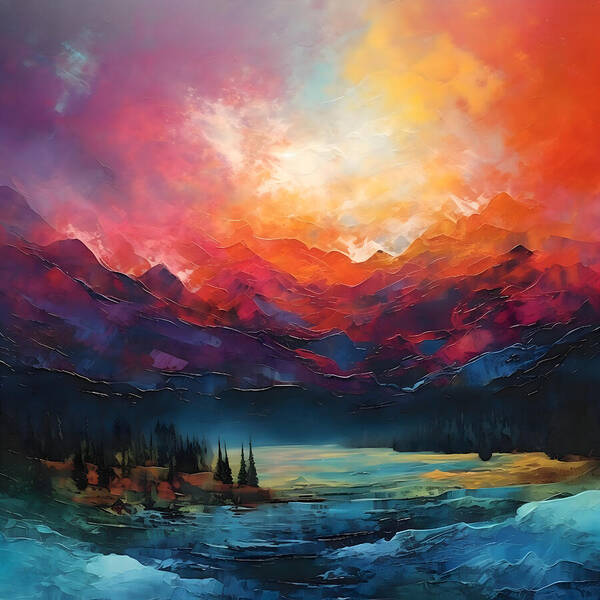 Violet Peaks - Art Print