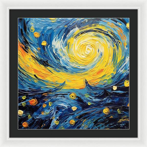 Azure Waters Beneath Sun's Embrace - Framed Print