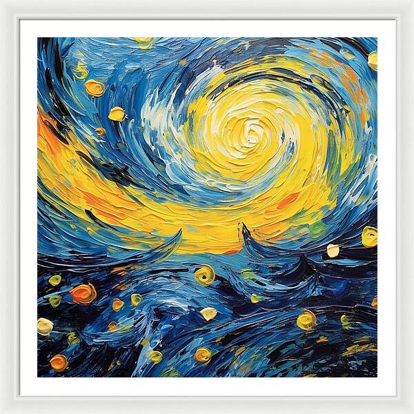 Azure Waters Beneath Sun's Embrace - Framed Print