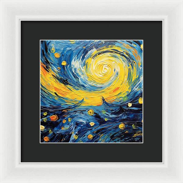 Azure Waters Beneath Sun's Embrace - Framed Print