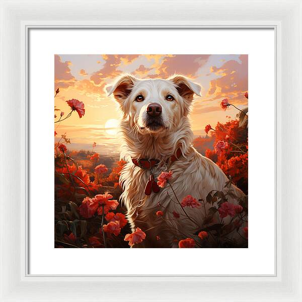 Blooms and Fur - Framed Print