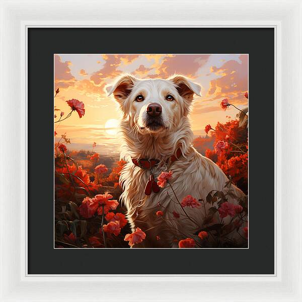 Blooms and Fur - Framed Print