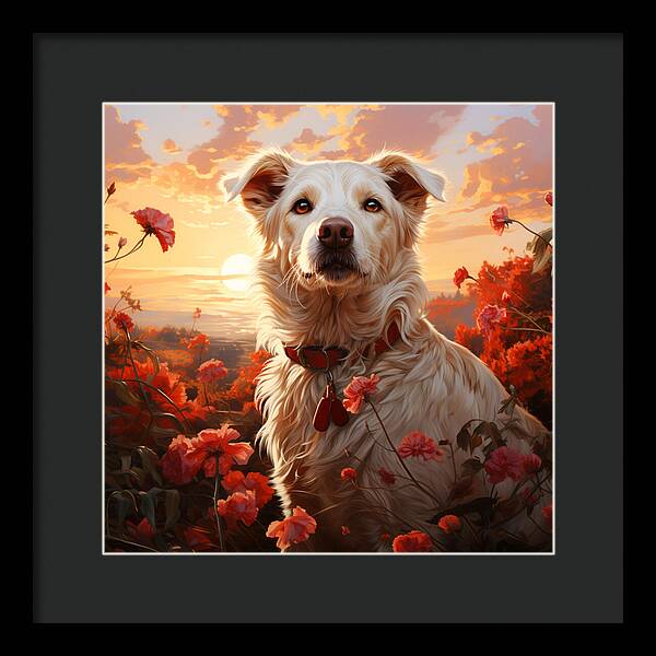 Blooms and Fur - Framed Print
