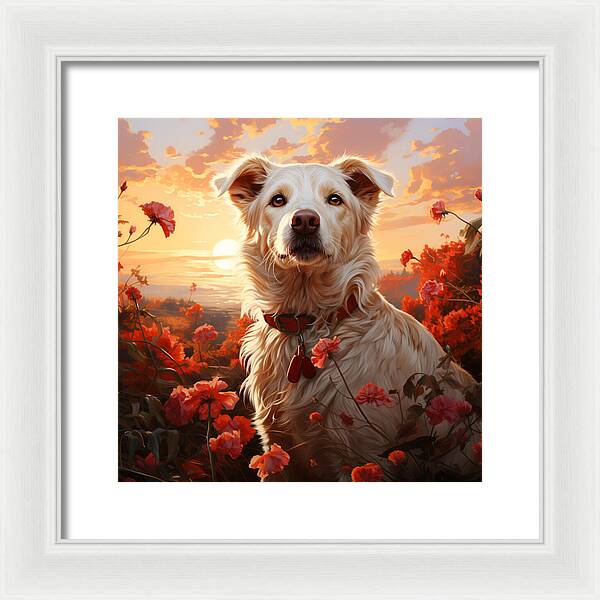Blooms and Fur - Framed Print