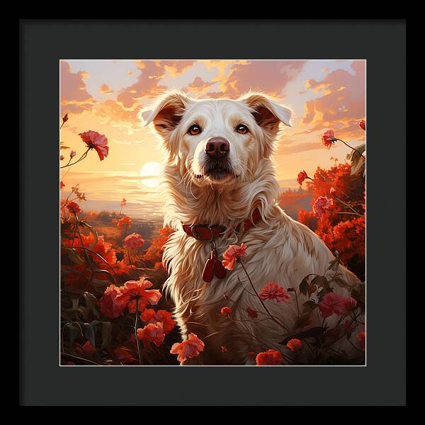 Blooms and Fur - Framed Print