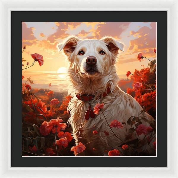 Blooms and Fur - Framed Print