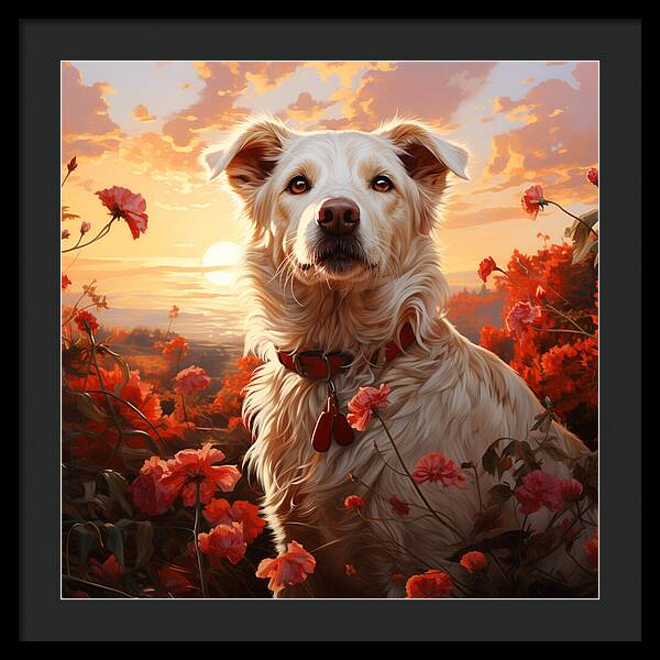 Blooms and Fur - Framed Print