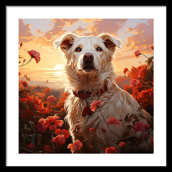 Blooms and Fur - Framed Print