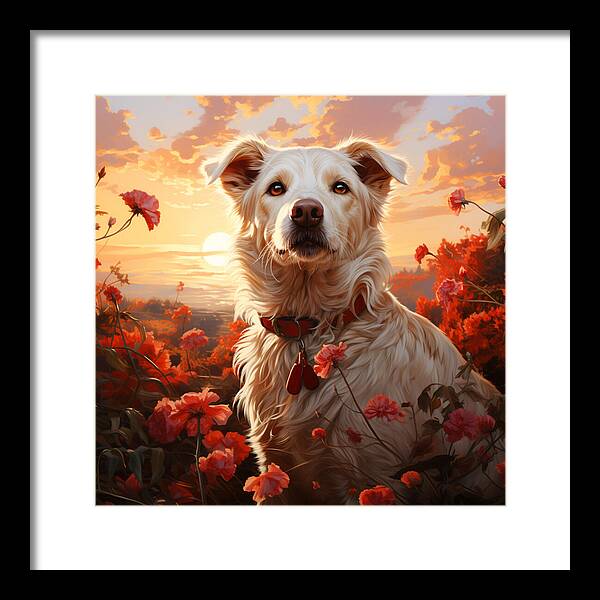 Blooms and Fur - Framed Print
