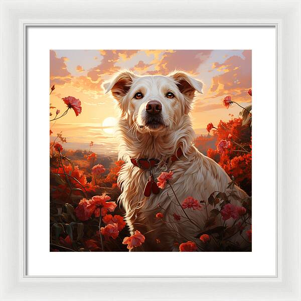 Blooms and Fur - Framed Print