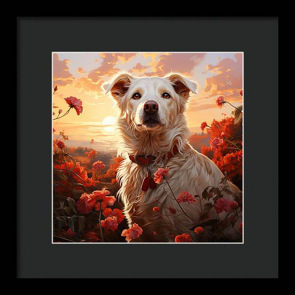 Blooms and Fur - Framed Print