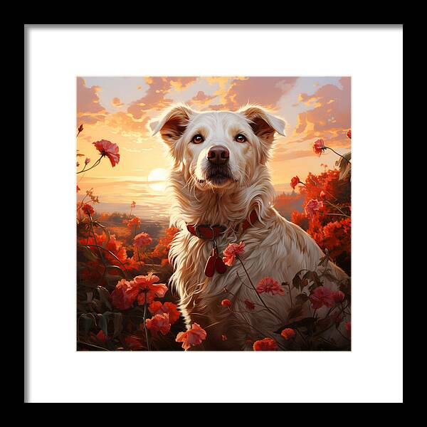 Blooms and Fur - Framed Print