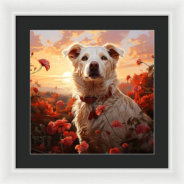 Blooms and Fur - Framed Print