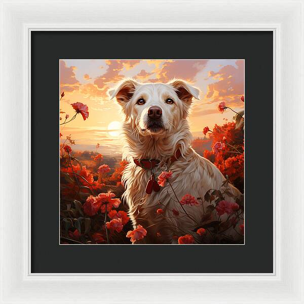 Blooms and Fur - Framed Print