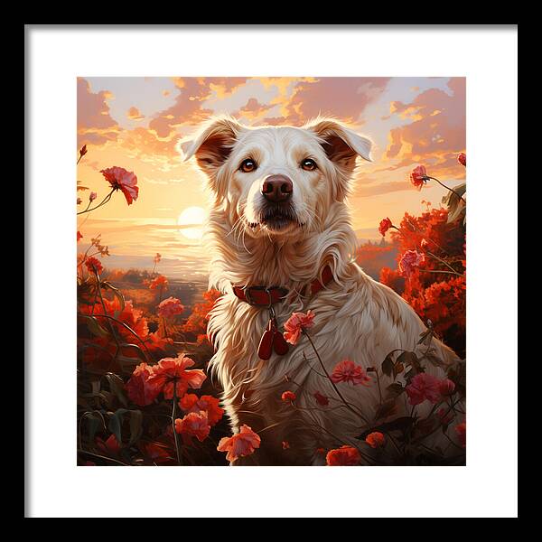 Blooms and Fur - Framed Print