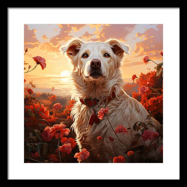 Blooms and Fur - Framed Print