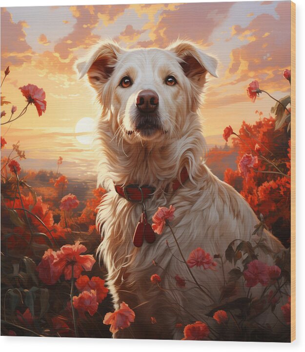 Blooms and Fur - Wood Print