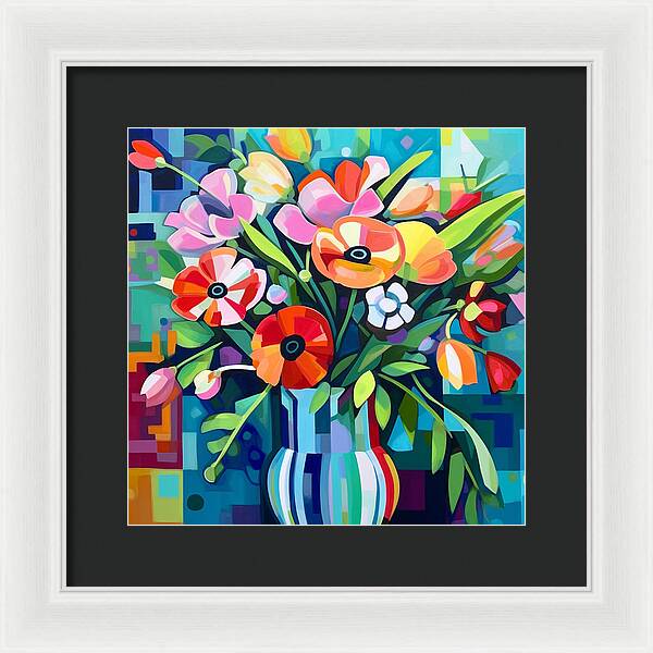 Chromatic Petal Whirl - Framed Print