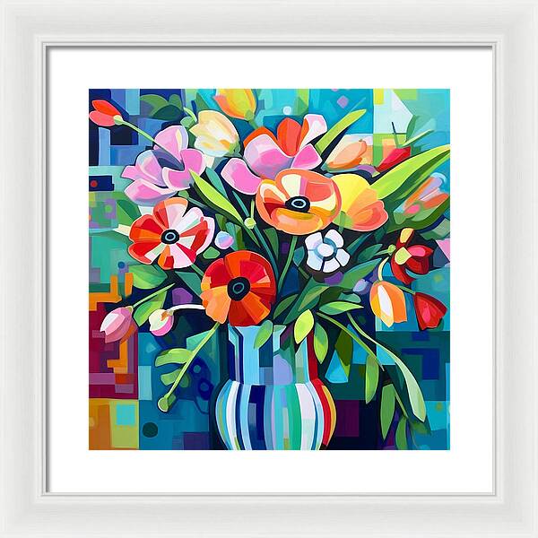 Chromatic Petal Whirl - Framed Print