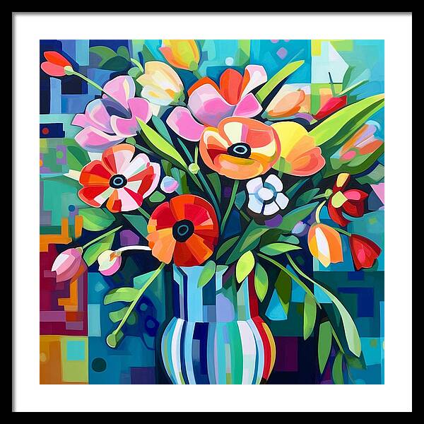 Chromatic Petal Whirl - Framed Print