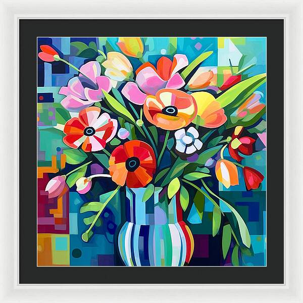 Chromatic Petal Whirl - Framed Print