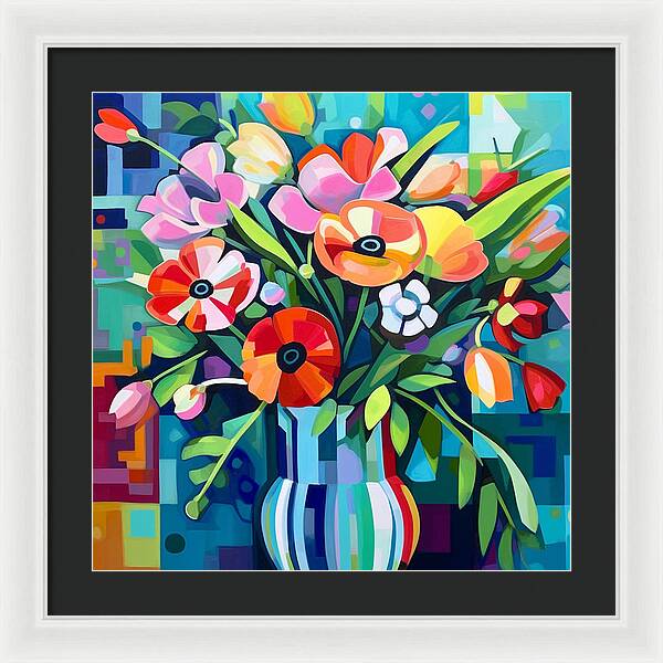 Chromatic Petal Whirl - Framed Print