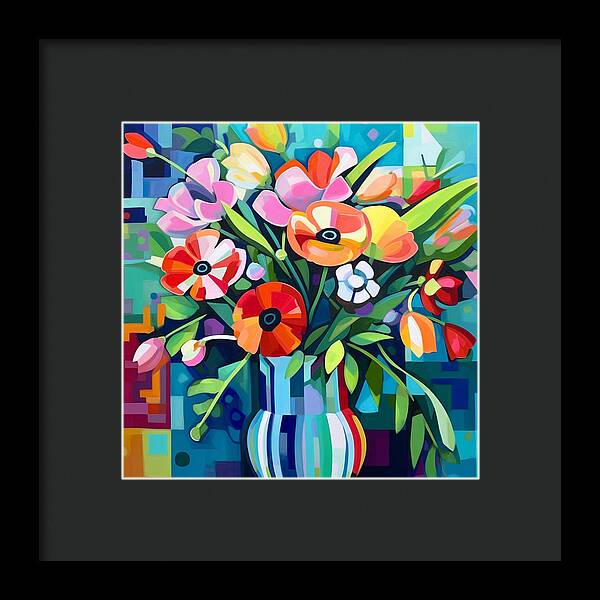 Chromatic Petal Whirl - Framed Print
