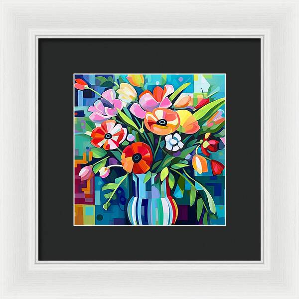 Chromatic Petal Whirl - Framed Print