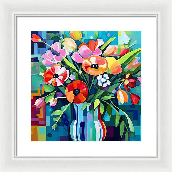 Chromatic Petal Whirl - Framed Print
