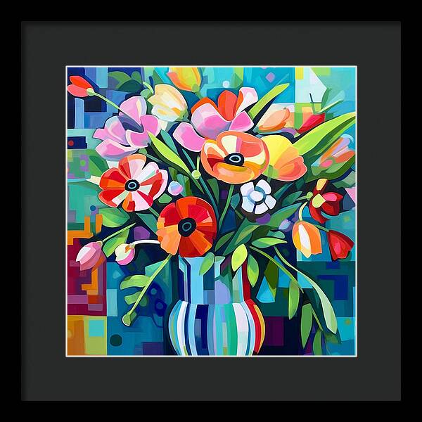 Chromatic Petal Whirl - Framed Print