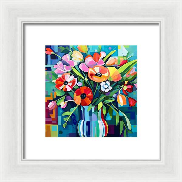 Chromatic Petal Whirl - Framed Print