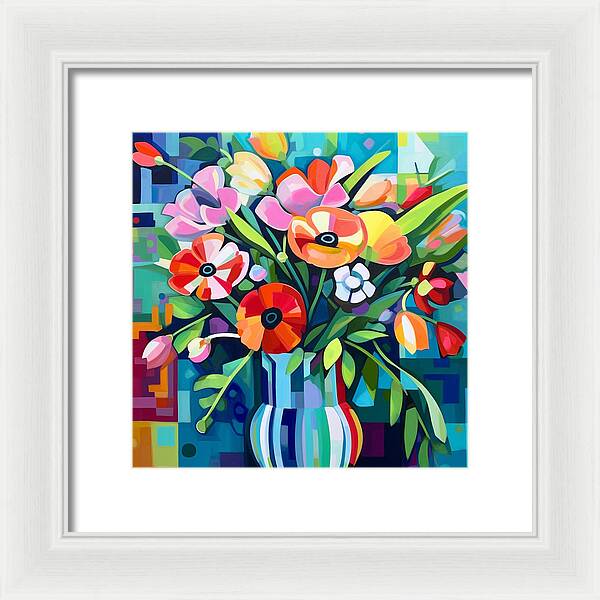 Chromatic Petal Whirl - Framed Print
