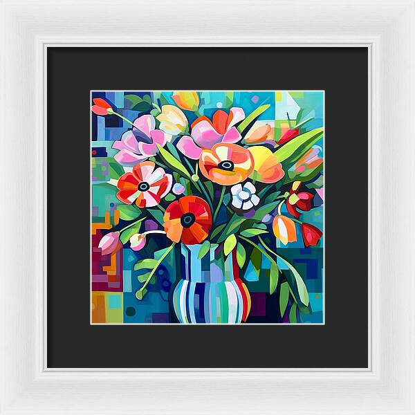Chromatic Petal Whirl - Framed Print