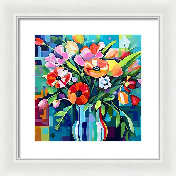 Chromatic Petal Whirl - Framed Print