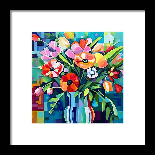 Chromatic Petal Whirl - Framed Print