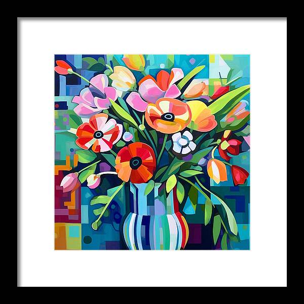 Chromatic Petal Whirl - Framed Print