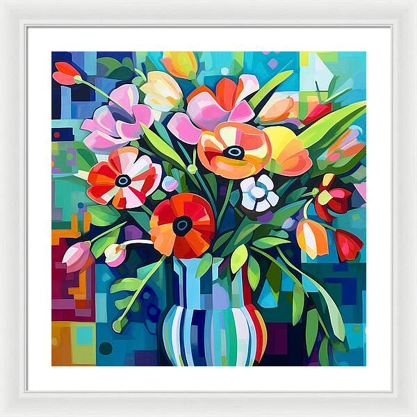 Chromatic Petal Whirl - Framed Print
