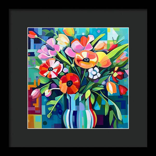 Chromatic Petal Whirl - Framed Print
