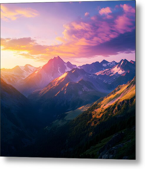 Distant Peaks - Metal Print