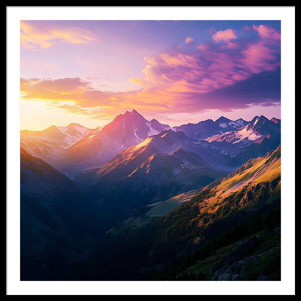 Distant Peaks - Framed Print