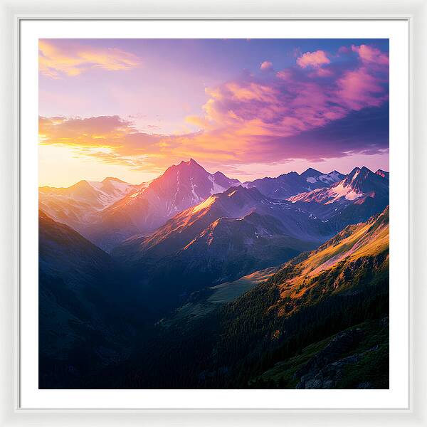 Distant Peaks - Framed Print