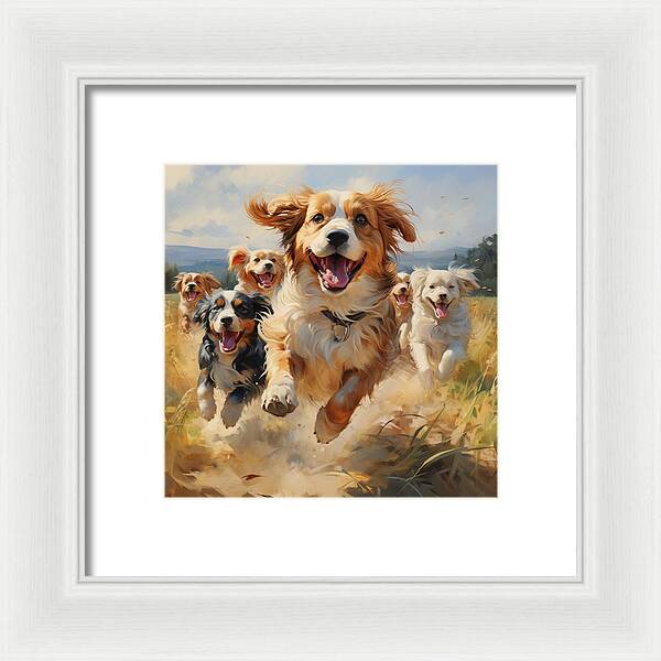 Dynamic Doggie Dash - Framed Print