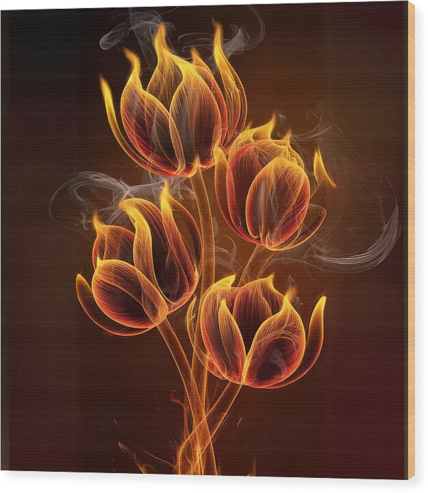 Fire Petals - Wood Print