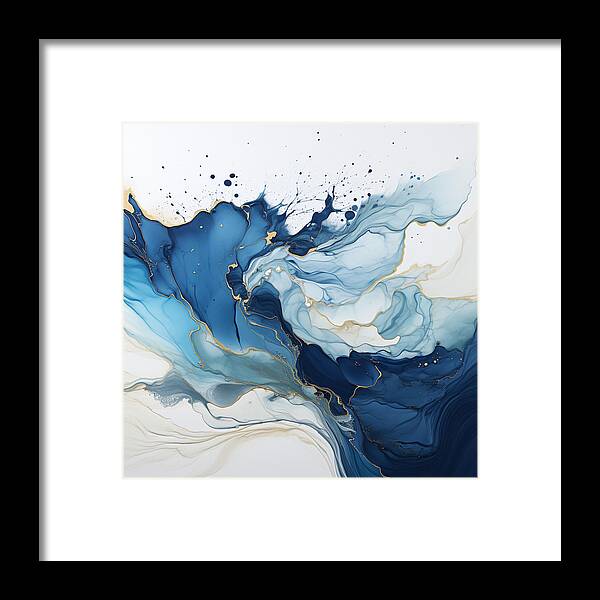 Gilded Azure Swirls - Framed Print
