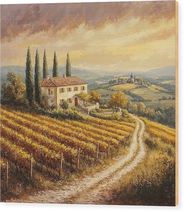 Golden Fields of Tuscany - Wood Print