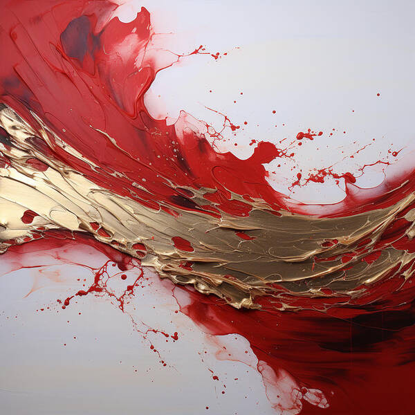 Golden Veil Over Scarlet - Art Print