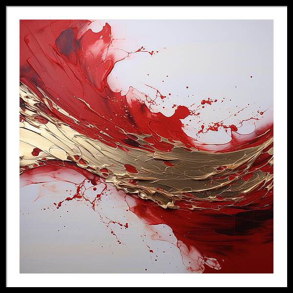 Golden Veil Over Scarlet - Framed Print