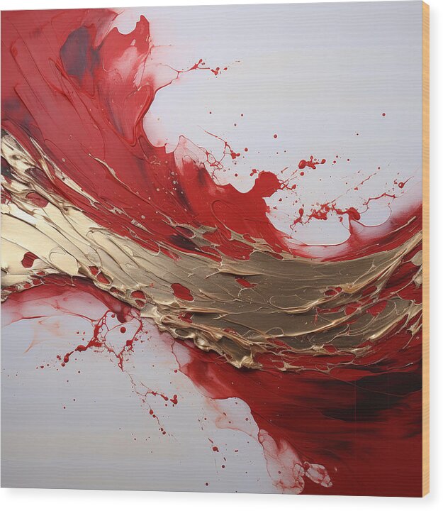 Golden Veil Over Scarlet - Wood Print