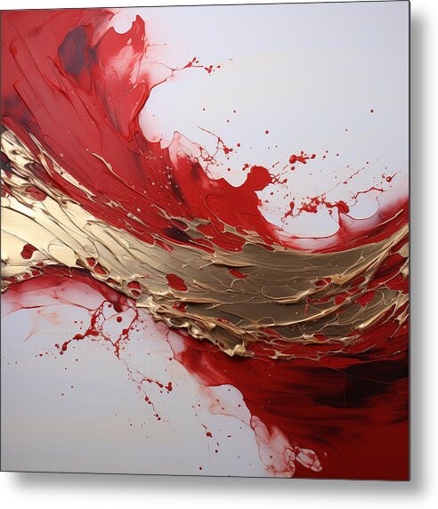 Golden Veil Over Scarlet - Metal Print